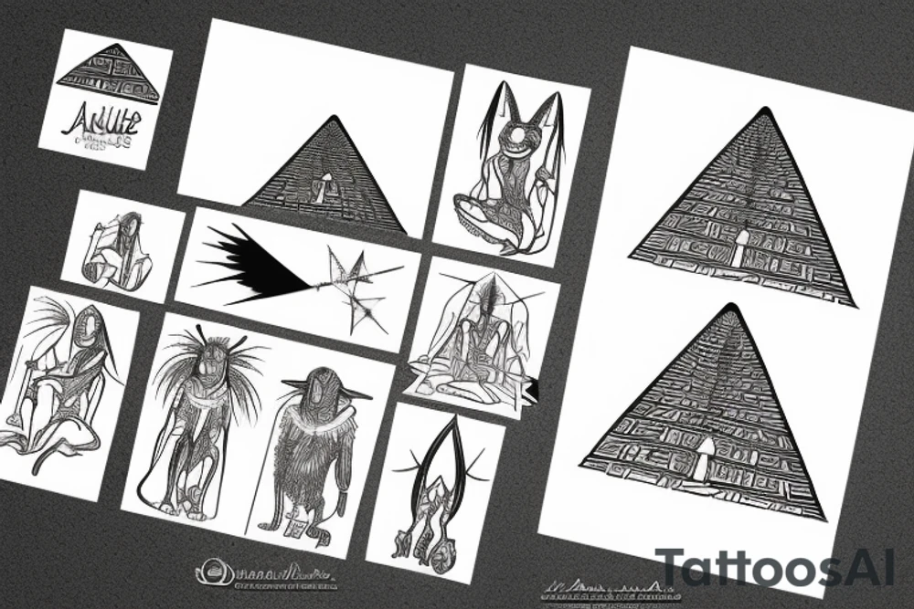 Anubis looking over the pyramids with a shooting star tattoo idea