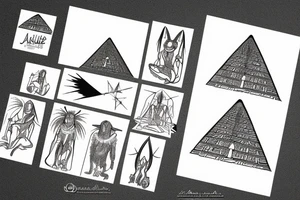 Anubis looking over the pyramids with a shooting star tattoo idea