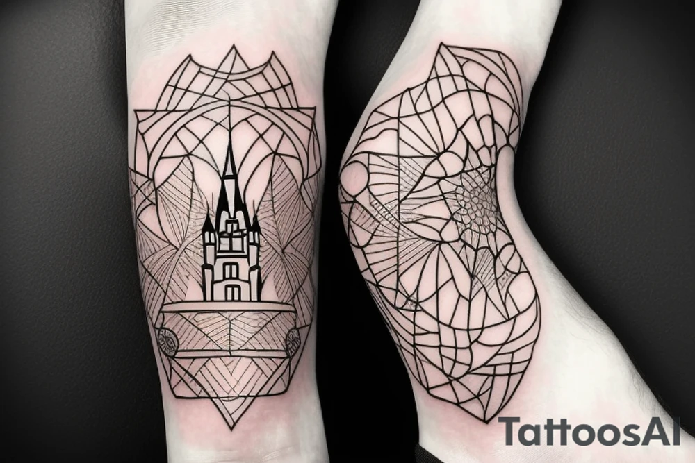a mandella with a disney castle in the shadowparts tattoo idea