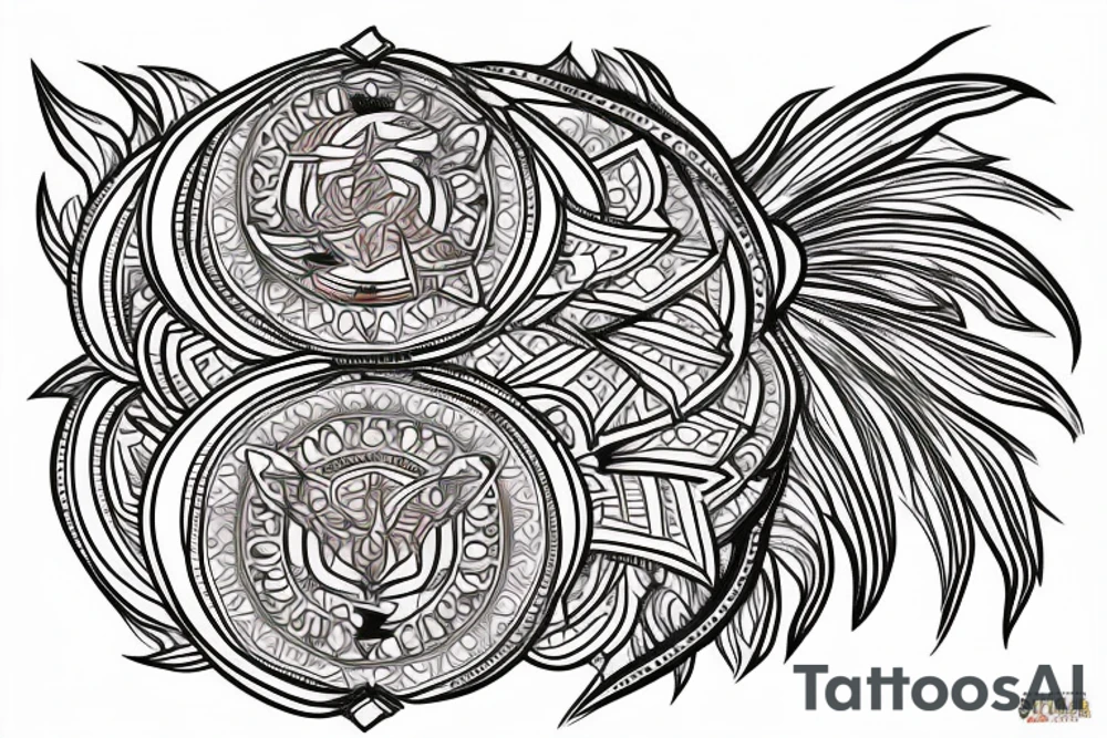 schematic phoenix with mandalas on its feathers tattoo idea