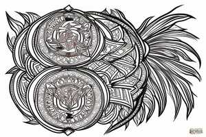 schematic phoenix with mandalas on its feathers tattoo idea