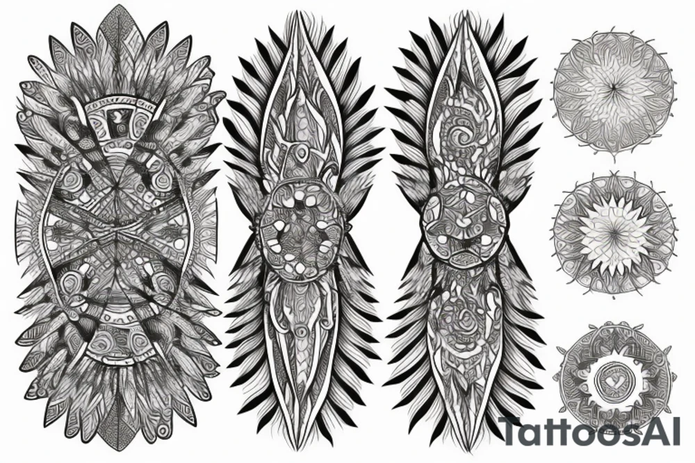 schematic phoenix with mandalas on its feathers tattoo idea