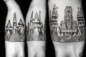 a mandella with a disney castle in the shadowparts tattoo idea