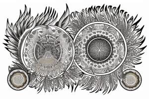 schematic phoenix with mandalas on its feathers tattoo idea