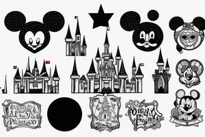 Dotted mandella with a disney castle in the shadowparts tattoo idea