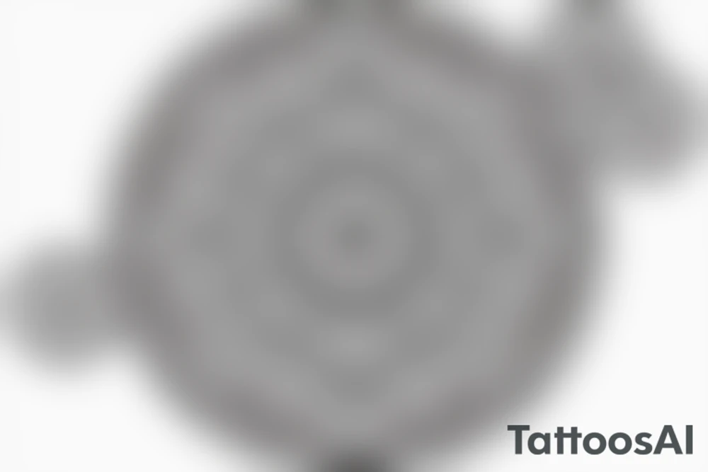 Dotted mandala flower Disney castle tattoo idea