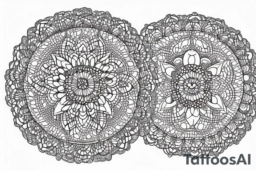 Dotted mandala flower Disney castle tattoo idea