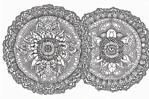 Dotted mandala flower Disney castle tattoo idea