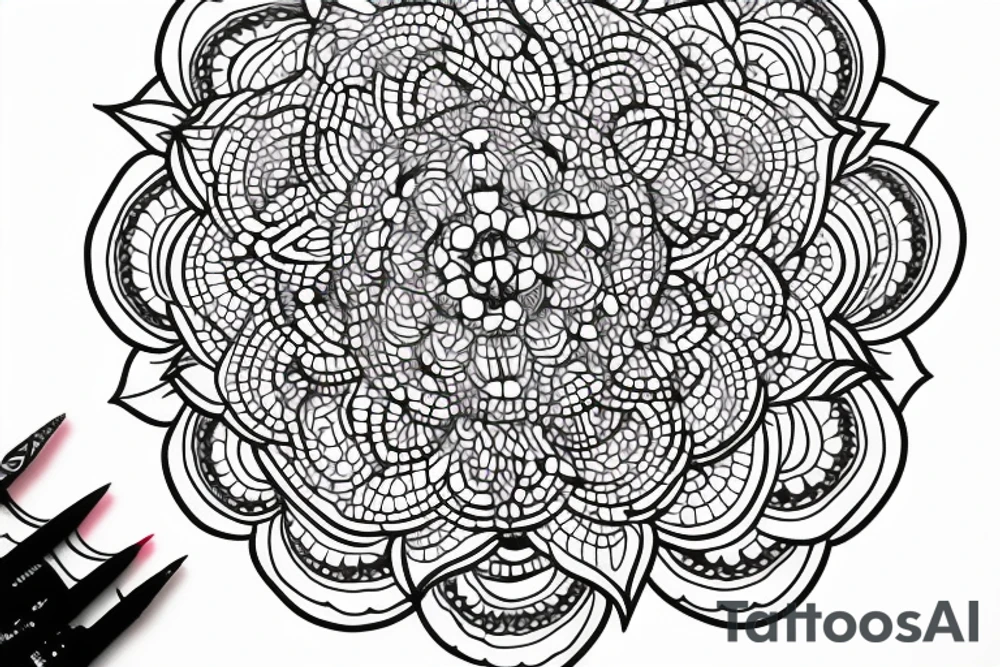 Dotted mandala flower Disney castle tattoo idea