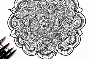 Dotted mandala flower Disney castle tattoo idea