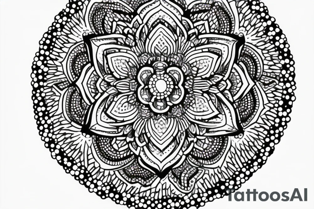 Dotted mandala flower Disney castle tattoo idea