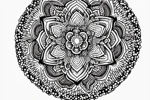 Dotted mandala flower Disney castle tattoo idea