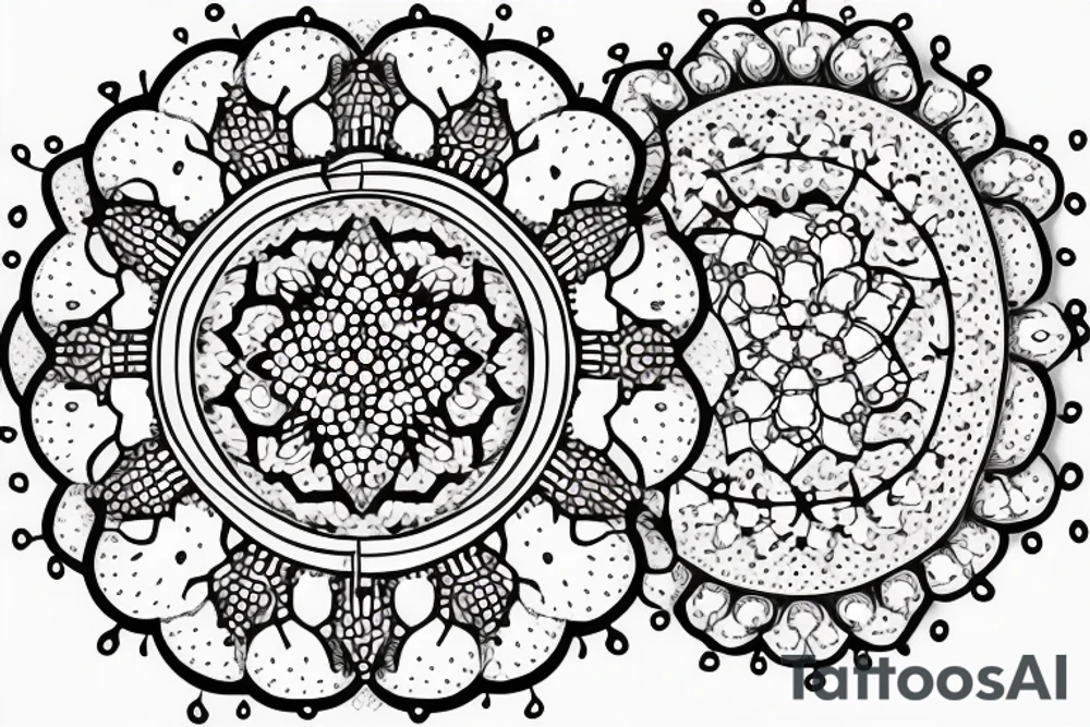 Dotted mandala flower Disney castle tattoo idea