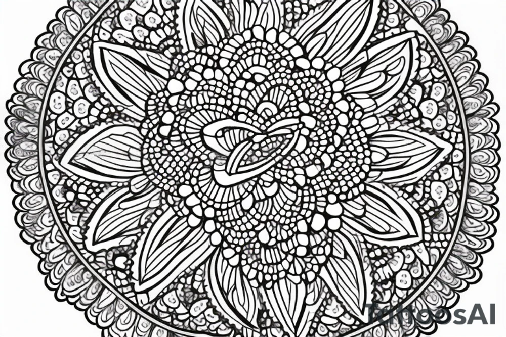 Dotted mandala flower Disney castle tattoo idea