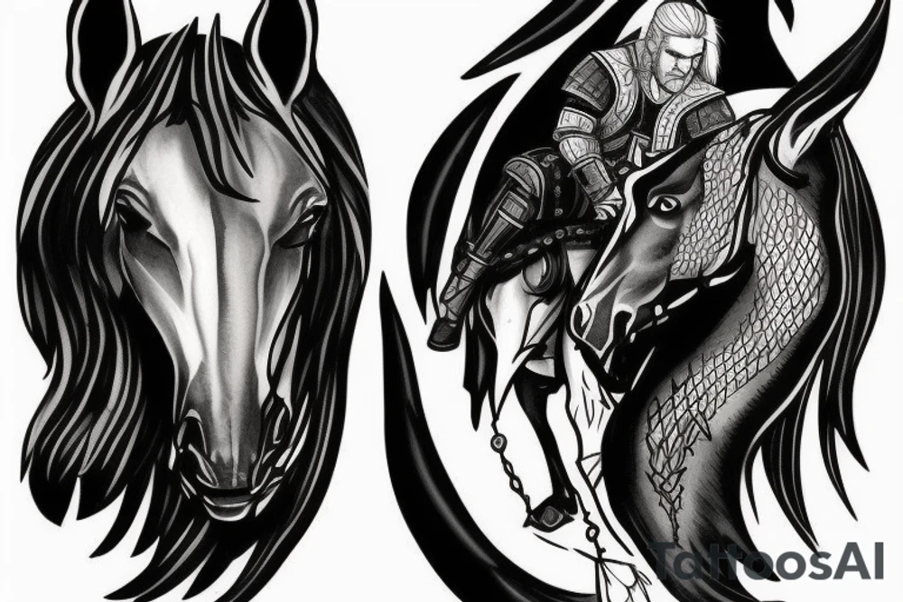 the witcher on horseback tattoo idea