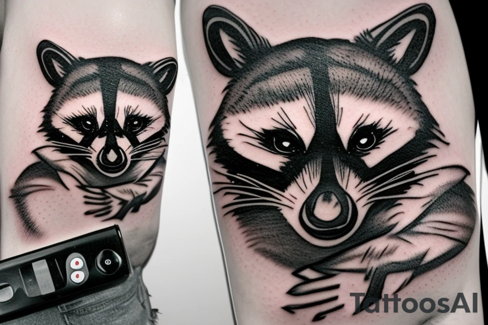 Raccoon with gamepad tattoo idea
