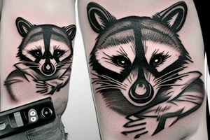 Raccoon with gamepad tattoo idea