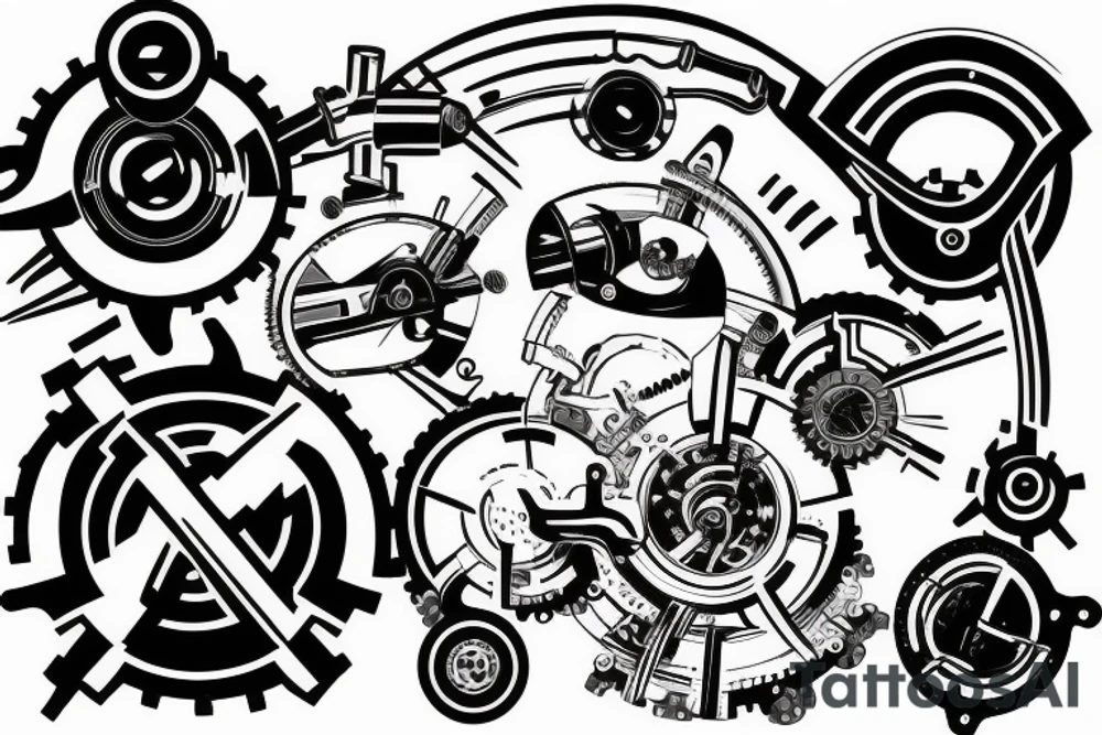Mechanical engineering logo inside a magnetic force field tattoo idea