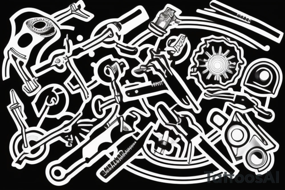 wrenches
 inside a magnetic force field tattoo idea