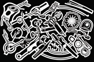 wrenches
 inside a magnetic force field tattoo idea