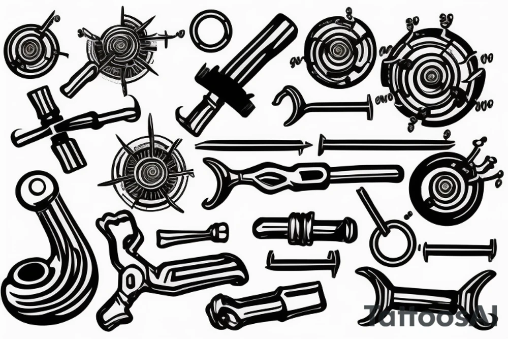 wrenches inside a magnetic force field tattoo idea