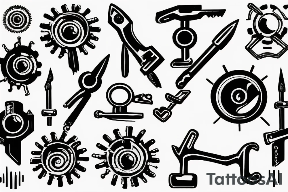 wrenches inside a magnetic force field tattoo idea