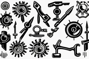 wrenches inside a magnetic force field tattoo idea
