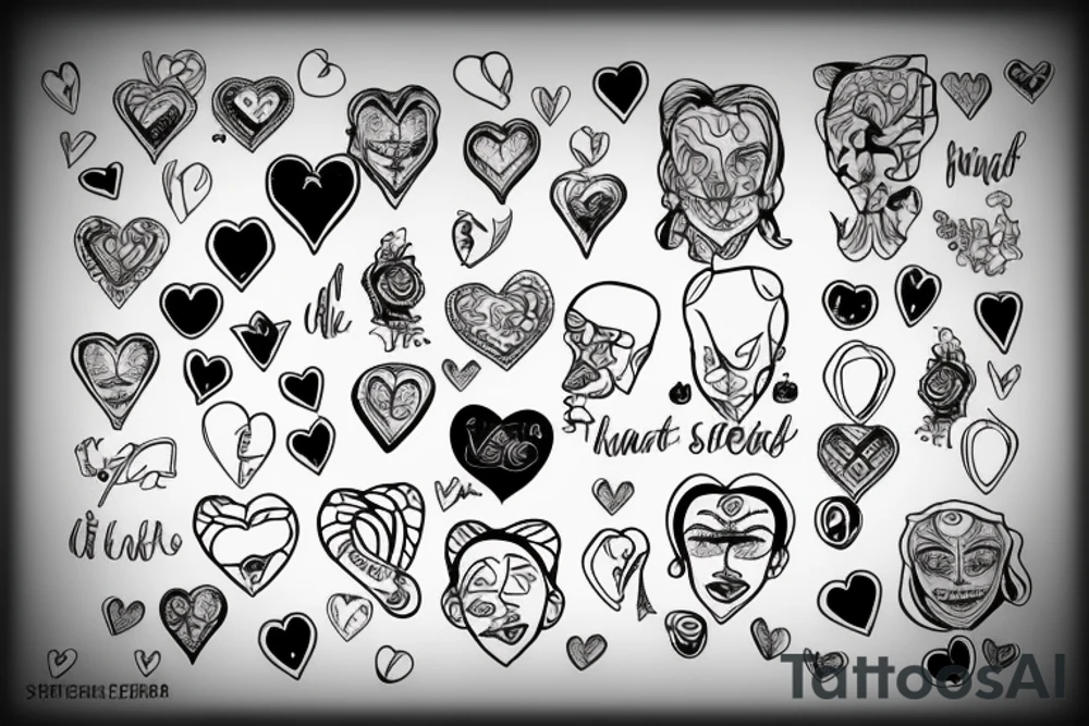 a scale with a head and a heart tattoo idea