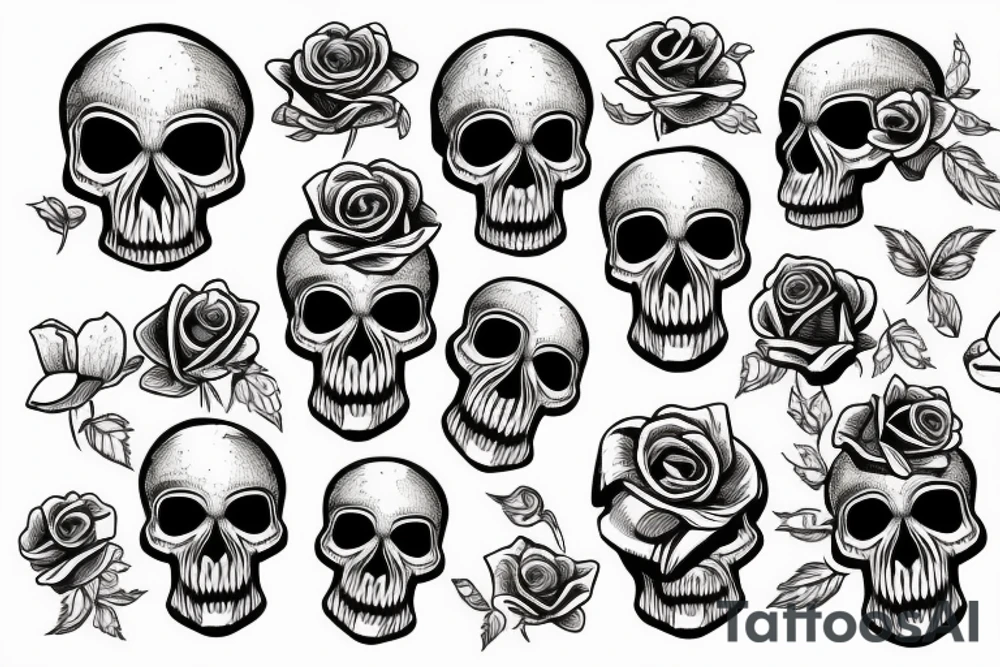 skull with a rose tattoo idea