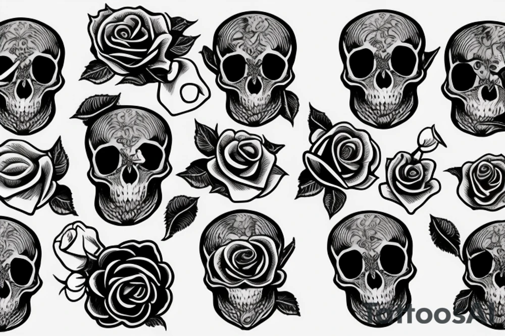 skull with a rose tattoo idea