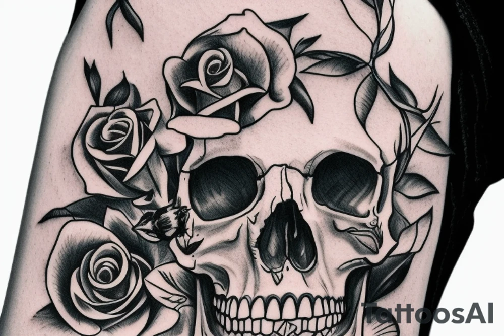 skull with a rose tattoo idea