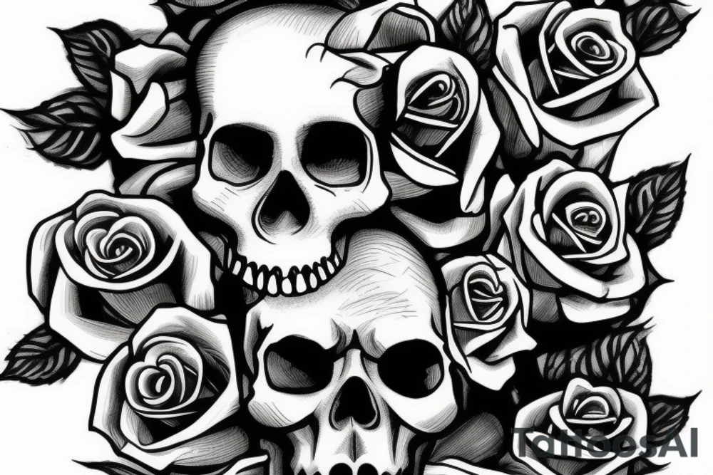 skull with a rose tattoo idea