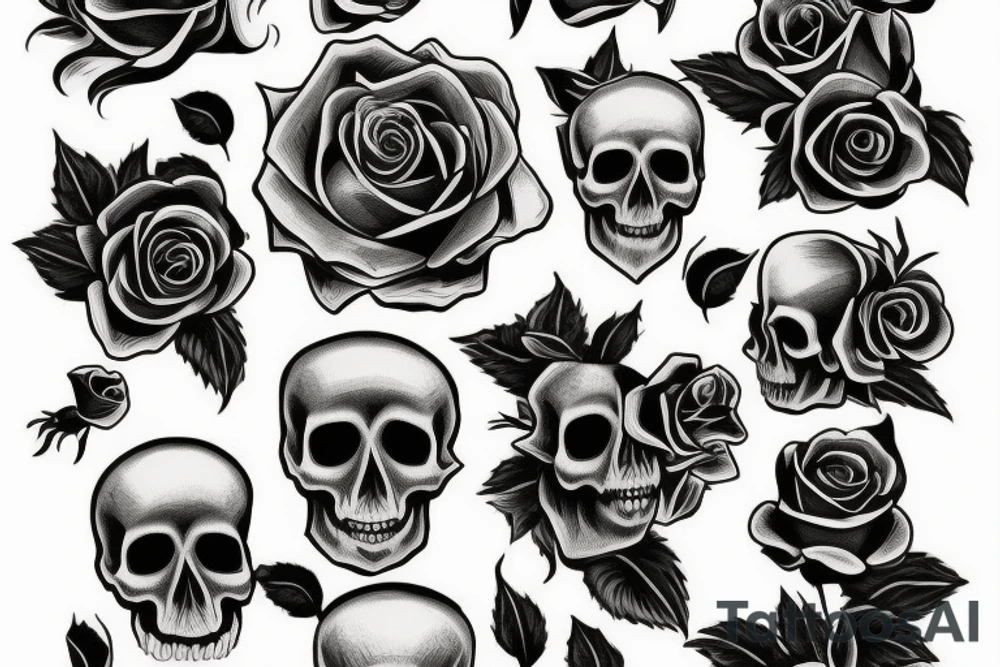 skull with a rose tattoo idea