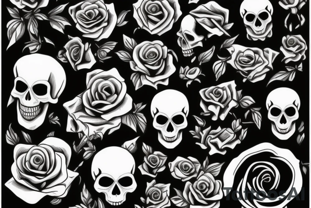 skull with a rose tattoo idea