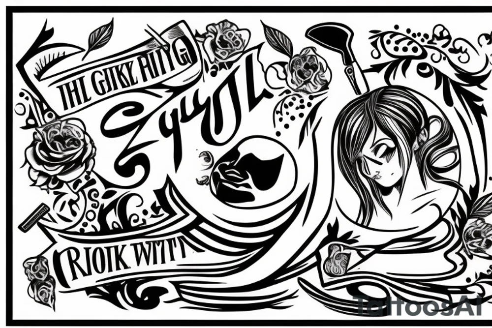 The girl is licking a knife tattoo idea