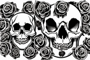 a skull with a rose in its teeth tattoo idea