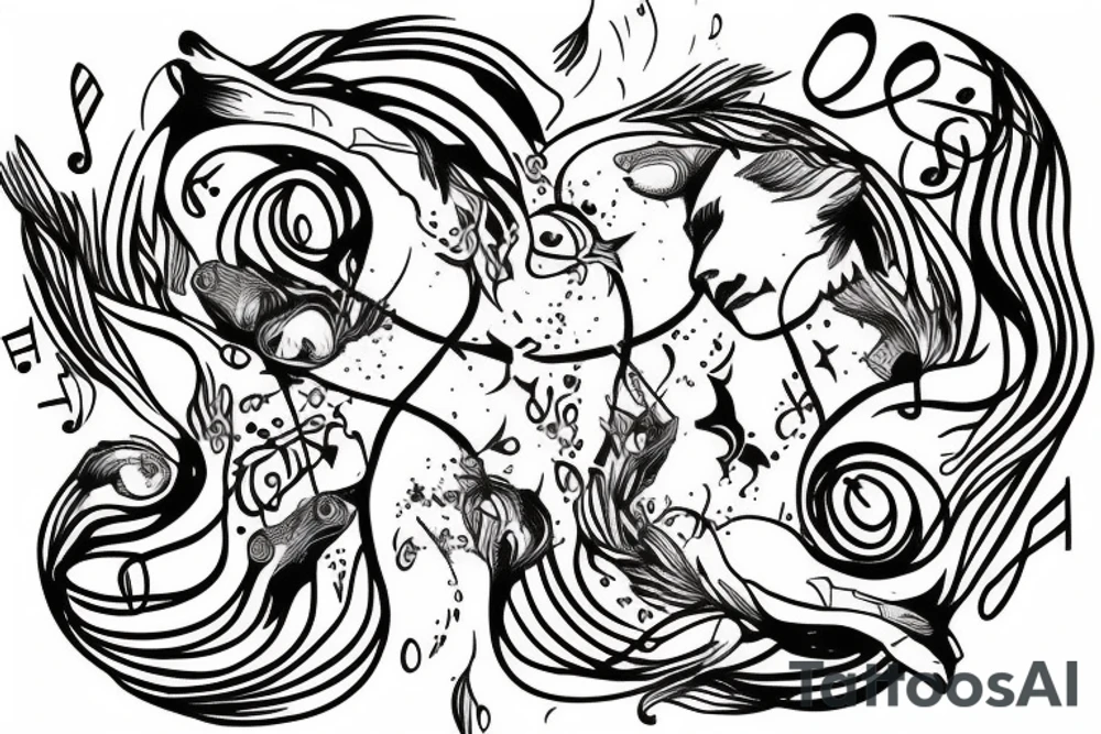 Pisces, music, art, innocent, cool tattoo idea