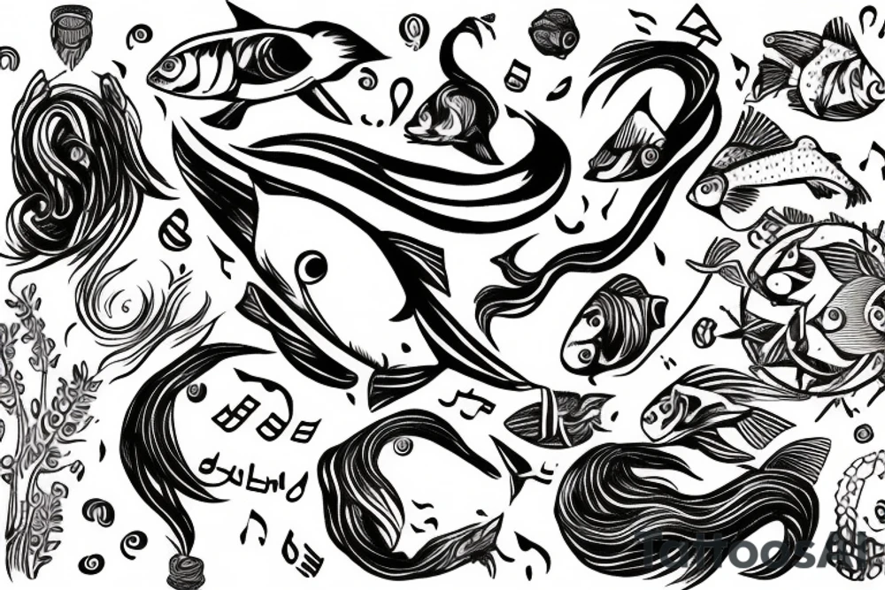 Pisces, music, art, innocent, cool tattoo idea