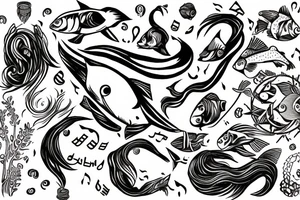 Pisces, music, art, innocent, cool tattoo idea
