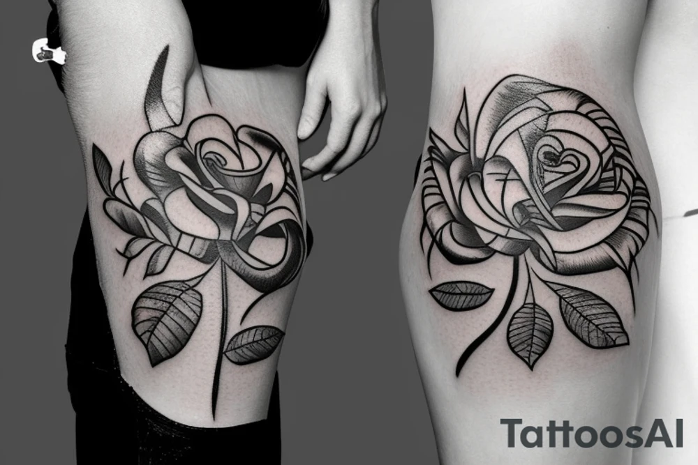 Palm tree, flaming rose, cross tattoo idea