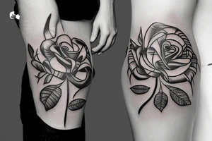 Palm tree, flaming rose, cross tattoo idea