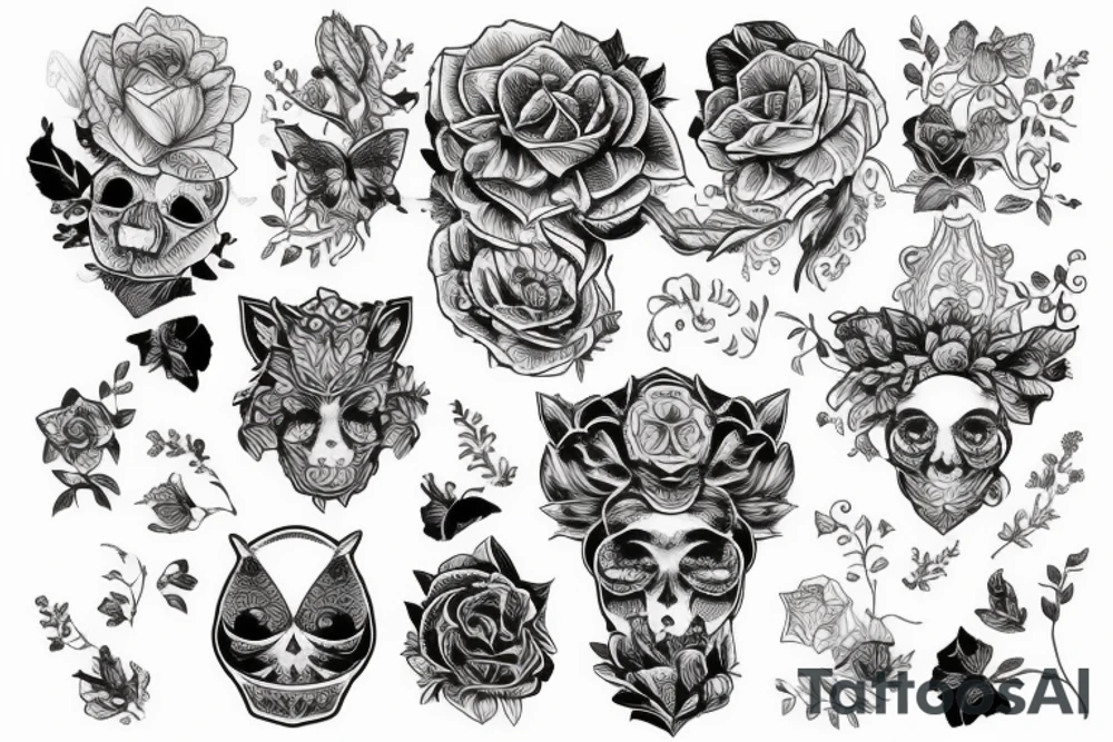 злой лис бегущий через колючий куст tattoo idea