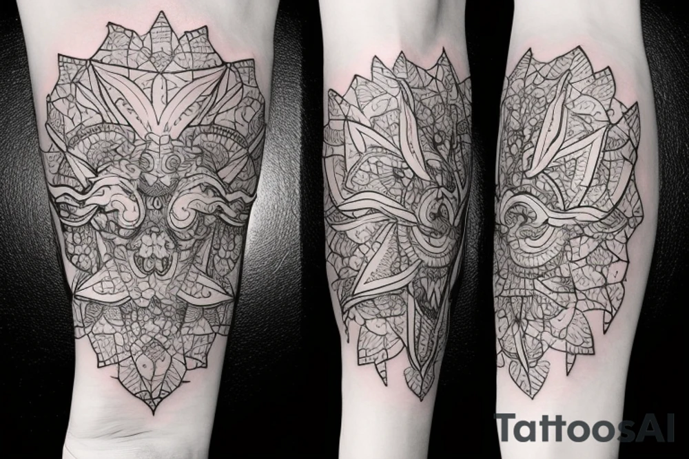 злой лис бегущий через колючий куст tattoo idea