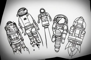 Ancient ruins meets modern astronaut tattoo idea