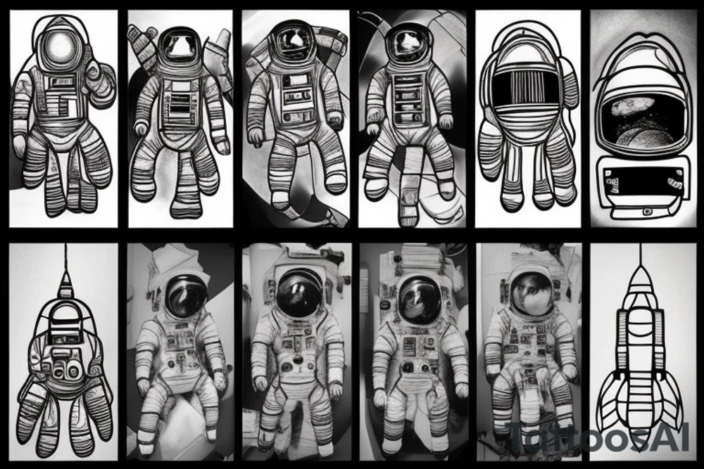 Ancient temple meets modern astronaut tattoo idea