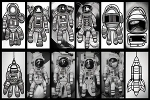 Ancient temple meets modern astronaut tattoo idea