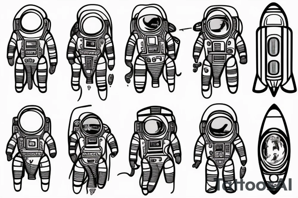 Ancient temple meets modern astronaut tattoo idea