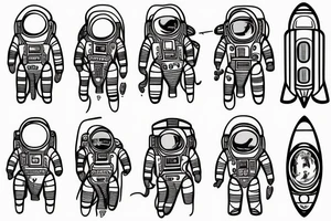 Ancient temple meets modern astronaut tattoo idea