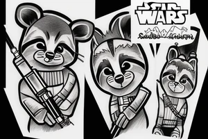 Jedi raccoon with lightsabers tattoo idea