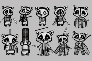 Jedi raccoon with lightsabers tattoo idea